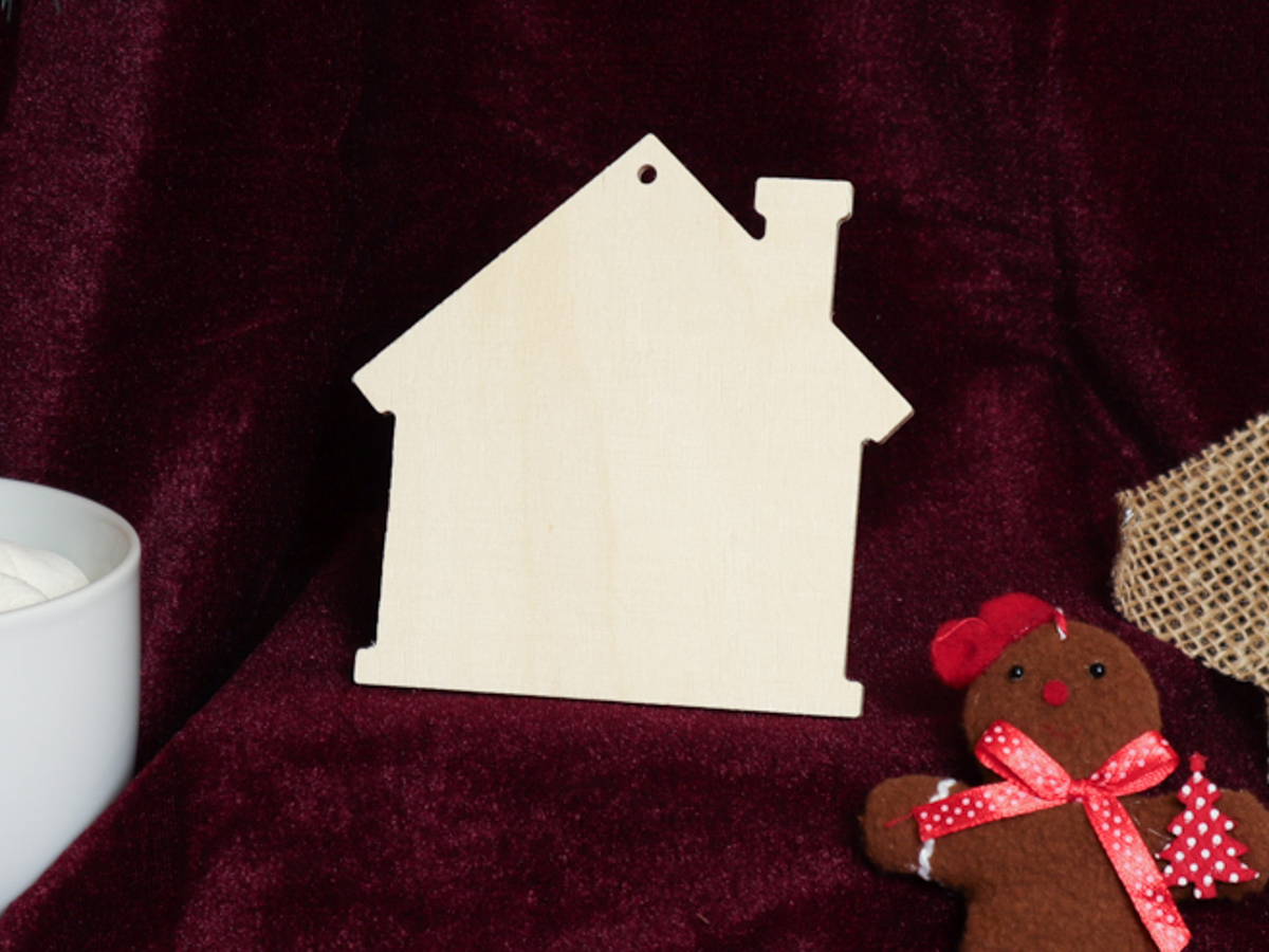 Maison de Noël en bois à suspendre de 11 × 11 cm en contreplaqué de 4 mm